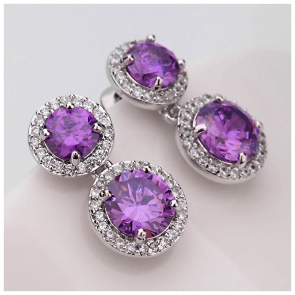 Swarovski Crystals The Jacqui Purple Earrings - Picture 5 of 5